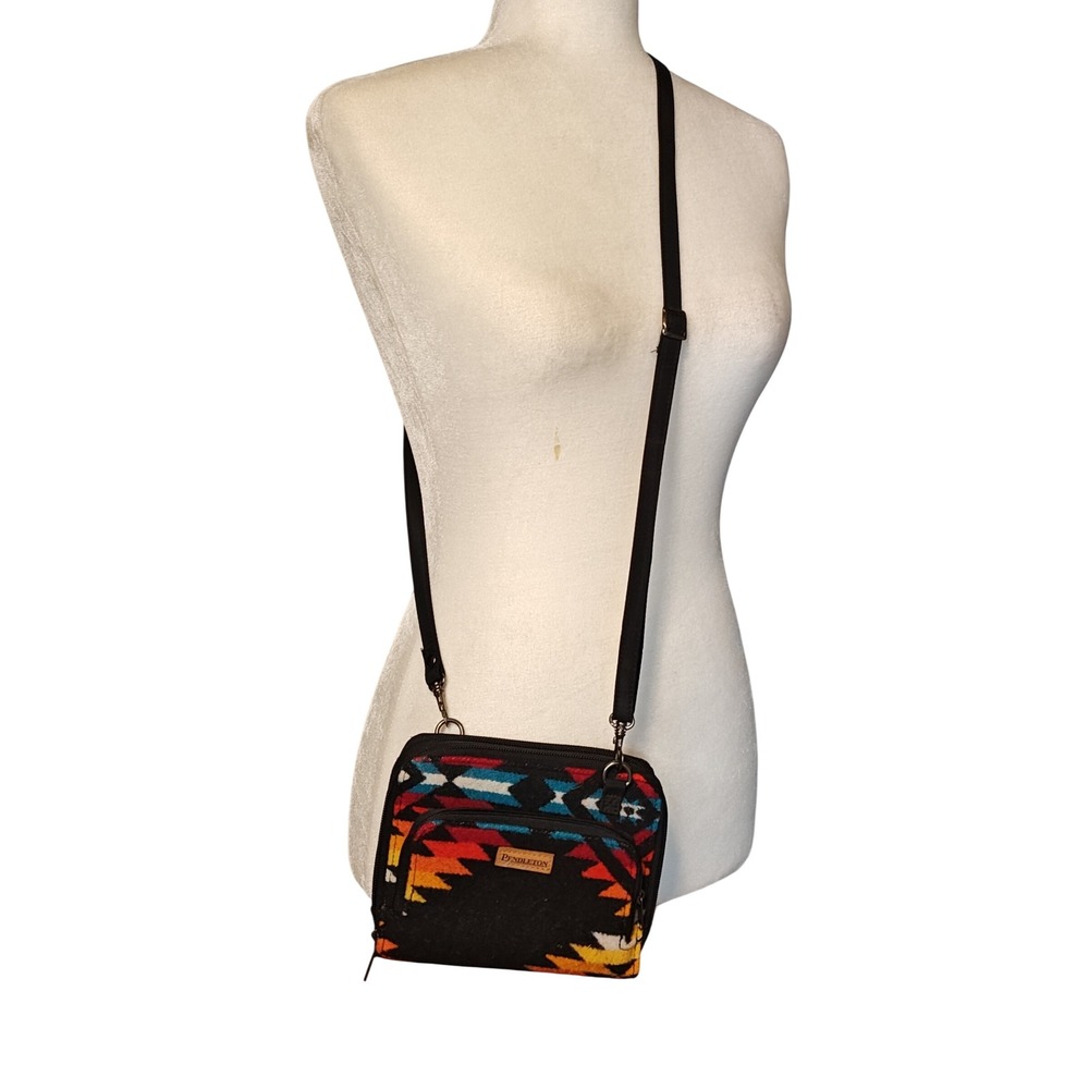 Pendleton Crossbody Bag Womens Small Black Multi Wool Southwestern Geometric